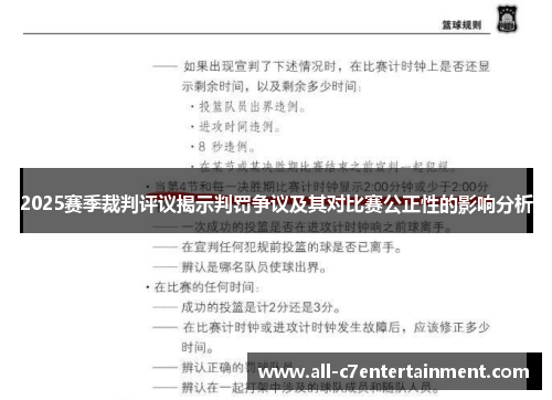 2025赛季裁判评议揭示判罚争议及其对比赛公正性的影响分析