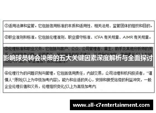 影响球员转会决策的五大关键因素深度解析与全面探讨