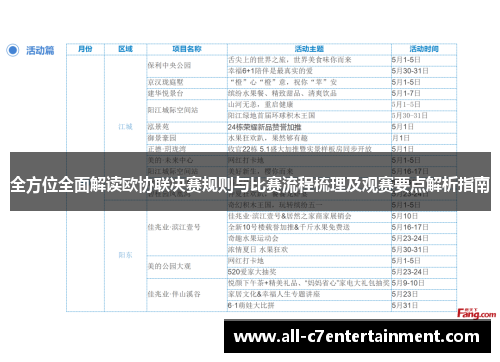 全方位全面解读欧协联决赛规则与比赛流程梳理及观赛要点解析指南